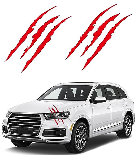 2er-Pack Aufkleber Auto Auto Sticker Tuning 15.6 In X 4.5 In Monster Kratzstreifen Aufkleber FüR Autolichter, MotorräDer, Lkws, Aufkleber-Dekoration (Rot)