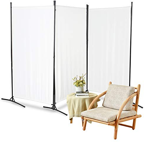 Joparri Paravent 260 x 180 cm, Raumteiler Stellwand, 3 Teilig Trennwand Klappbar, Sichtschutzwand Verstellbar für Büros, Balkon (Beige)