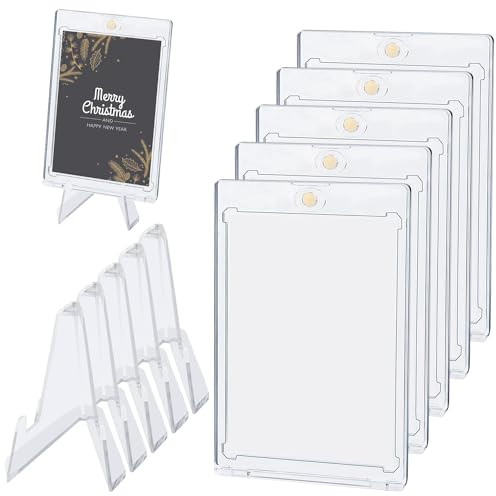 NTGRTY 5 Set 35PT Carte Cornici Acriliche Magnetiche con Supporto,Trasparente Magnetic Trading Card Holder con Protezione UV Custodia Protettiva Rigida Carte Magnetiche per Magic,MTG,Sport,Baseball