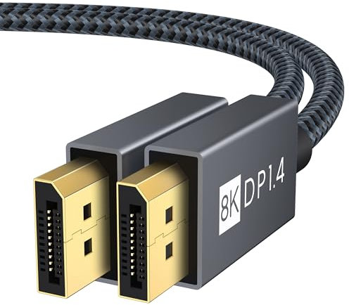 IVANKY Câble DisplayPort 1.4, 8K@60Hz, 4K@ 144Hz, 4K@75Hz y 1080@240Hz, Câble DisplayPort 1.4 Compatible avec HDR, FreeSync, G-Sync, DTS-HD, Tarjeta Gráfica 3090/3080/3060-2m