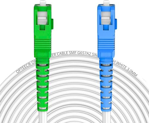 opteec® - Câble Fibre Optique Blindé - 5M - FREE Freebox Pop, Pos S, Ultra, Ultra Essentiel, Révolution Light - Rallonge/Jarretière - SC/APC à SC/UPC Renforcé - Garantie 10 Ans - Blanc (5M)