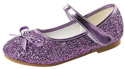 Little Toddler Girls Glitter Dress Shoes Clearance Ballerina Ballet Flats Kids Mary Janes Size 11#B_Purple