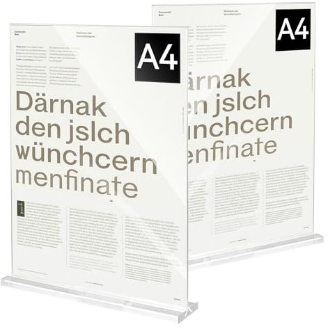 HOMIKLSA 2 pezzi Espositore da tavolo A4, espositore per cartellini dei prezzi, supporto da tavolo, supporto a T in acrilico per pubblicità, menù, cornice per foto, bar, ristorante (21 x 29,7 cm)