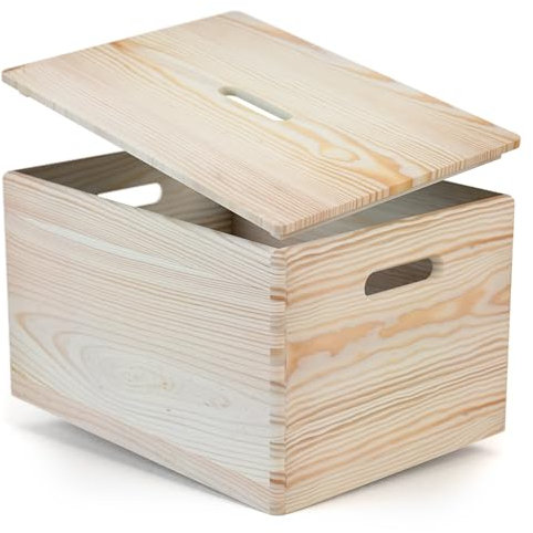 TIDYNI Spielzeugkiste mit Deckel aus Holz, schöne & praktische Spielzeug-Aufbewahrung, FSC®-zertifiziert (40x30x23 cm) | Box