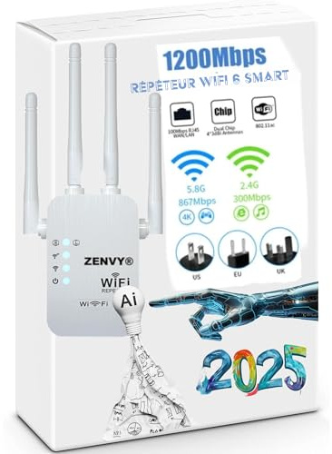 Repeteur WiFi RE330, Amplificateur WiFi AC1200 Mbps, Port Ethernet Gigabit, Repeteur WiFi Puissant, Compatible avec Les Box Internet, Profitez sans Changer Votre Box