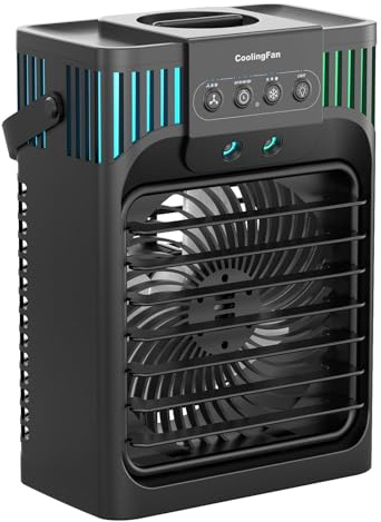 Portable Air Conditioners,4-in-1 Evaporative Air Cooler with 3 Speeds, 3 Modes & 7 LED Light Cooling Fan with Remote, 2-8H Timer, 1200ML Personal Mini Air Conditioner for Bedroom and Office