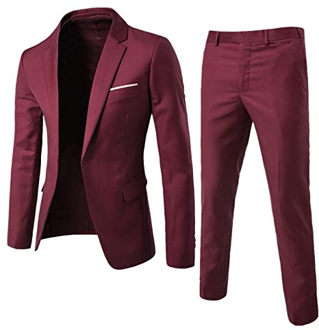 Generisch Traje de hombre Slim de 2 piezas, traje de negocios, boda, fiesta, chaqueta, chaleco y pantalón, abrigo