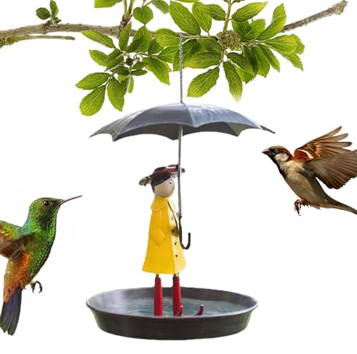 Mangeoire À Oiseaux Pour Fille Avec Parapluie – Station D'alimentation Extérieure | Support De Nourriture Suspendu Pour Oiseaux Bruns | Station Suspendue Pour Mangeoires À Oiseauxx, Nouveauté, Pour Ja