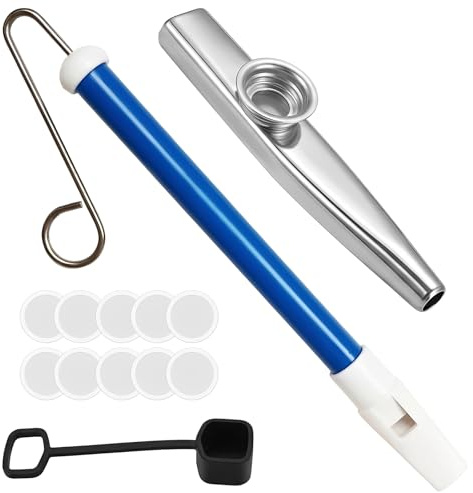 NiceNaiils 2 Pcs Kazoos de Metal, instrumentos de kazoo, flauta deslizante de metal con barras deslizantes de acero inoxidable, flauta de loto de plástico para niños, instrumento musical profesional