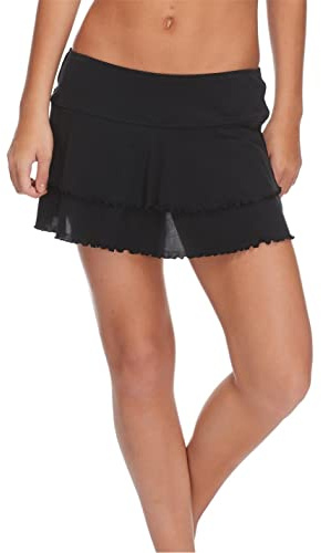 Body Glove Women's Standard Lambada Solid Mesh Swimsuit Cover Up Skirt, Smoothies Black, X-Large