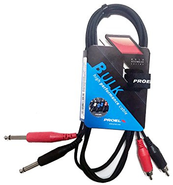 Proel BULK555LU18 Cavo audio professionale con connessioni 2 x Jack Mono 6.3mm a 2 x RCA, 1.8mt