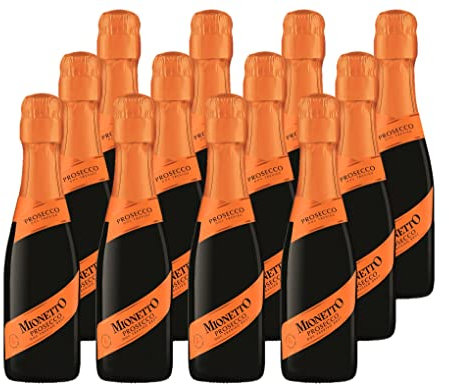 Mionetto Prosecco Spumante DOC Treviso Brut Brillino (12 x 0,20 l) Hochwertiger Schaumwein aus Italien im Kleinformat, frisch und fruchtig, ideal als Aperitif