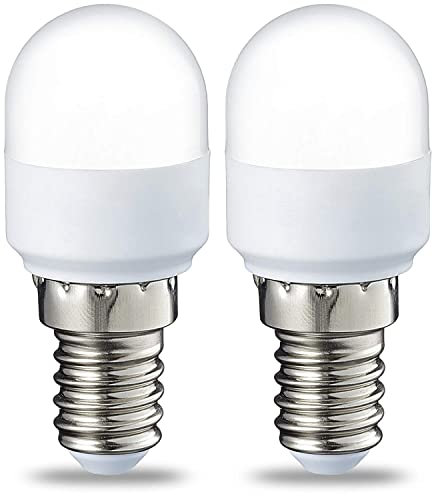 Amazon Basics Confezione da 2 lampadine LED E14 T25 per frigorifero, 1.7 W (sostituisce quella da 15 W), luce bianca calda, non dimmerabili