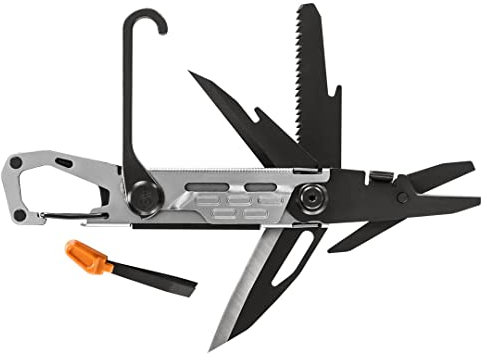 Gerber Multi-Tool mit 11 Funktionen, Stakeout, Mit Frame-Lock Verriegelung und Karabiner, Grau, 30-001741