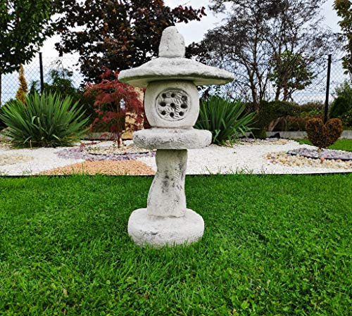 Large stone lantern, Japanese style Pagoda hewn, garden decoration, outdoor ornament (White)