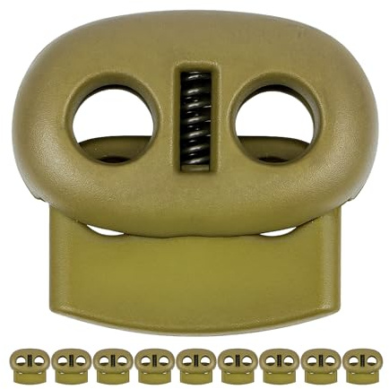 Cierre de Cordón 2 Orificio, 22 x 20 mm, Orificio de 5 x 5 mm, Ideal para Cierres de 4 mm, Paquete de 10, Cierre de Goma, Cordones de Liberación Rápida, Corredera de Cordon, Tope para Chaqueta