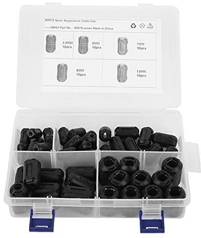 Akozon Type de Clip de Filtre Antibruit 50pcs Isolateur Antiparasite Antiparasite en Ferrite -zinc Pour Cordon D'alimentation de Câble Audio de Voiture RV