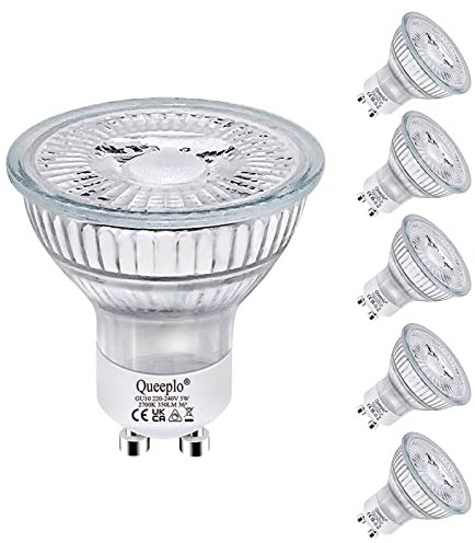 Queeplo GU10 LED Warmweiss Lampe 5W ersetzt 50W Halogen Leuchtmittel,6-er Pack Dimmbare Birnen,350 Lumen,2700 Kelvin,AC 220-240V Flimmerfrei deckenstrahler