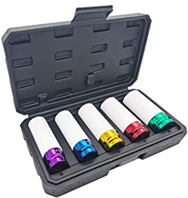 TRACER Schlagschrauber-Nussensatz 5-tlg Schonnüsse 1/2 Felgenschutz 15-22mm Cr-Mo Radwechsel Werkzeug Set