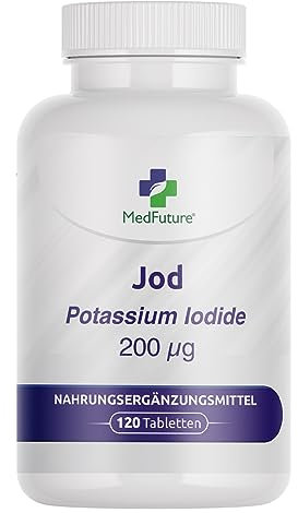 Jod Tabletten 200µg - 120 Tabletten - Jod trägt zur normalen Schilddrüse, Haut und Nervenfunktion bei (EFSA) - Iodine Tablets von Medfuture