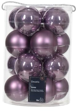 Christbaumkugeln Kristall lila glänzend & matt - 16 Stück Glas 8 cm Durchmesser - 16 STK. a 8 cm