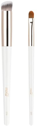MSQ 2Pcs Concealer Makeup Brush Under Eye Angled Flat Top Kabuki Nose Contour Brush for nasolabial fold,acne scarring