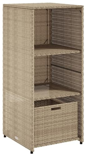 vidaXL Armario de Almacenaje de Jardín, Aparador para Cojines Toallas, Organizador de Herramientas, Portaherramientas para Piscina, Ratán PE Beige