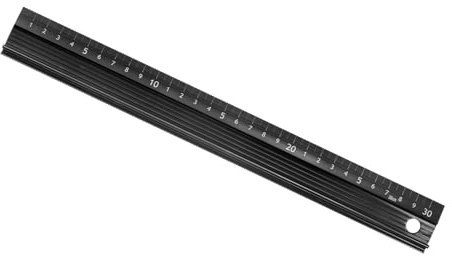 Kozelo Raised Grip Metal Ruler - [30cm ] Aluminum Alloy Precise Measurement Cutting Straight Protective Ruler Ruler Black for Office Measure Cut Drawing Use, 1mm Precision