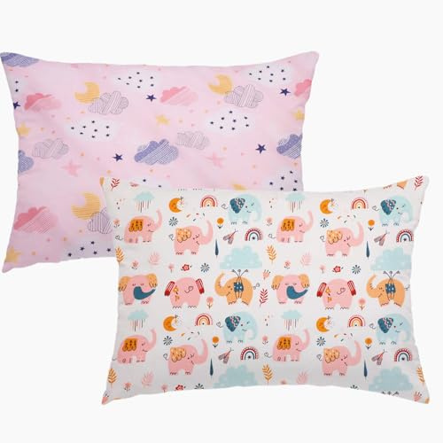 Kinder Kissenbezug 2 Stück, 100% Baumwolle Baby Kissenbezu, 40x60 cm Kissenbezug Weich Atmungsaktiv für Jungen Mädchen Bettwäsch Babykissen Bezug mit Umschlag