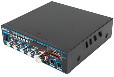 MDAfwecsa Amplificateur Bluetooth Hi-FI BT-309A 50W x2 0.1% THD + Radio FM 87.5-108MHz Entrées USB/SD/Karaoké Alimentation 12V/220V & Télécommande 5m