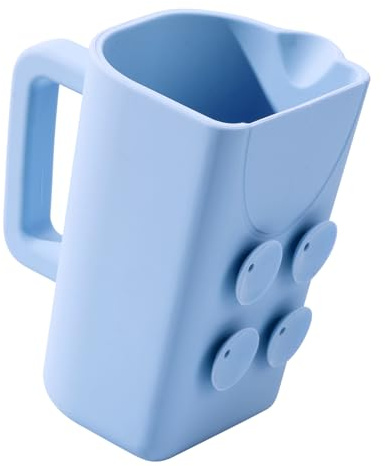 JOY ANAN Vaso de enjuague de baño para bebé con succiones, 100% silicona de grado alimenticio, enjuague para lavar el cabello y el cuerpo con mango de fácil agarre