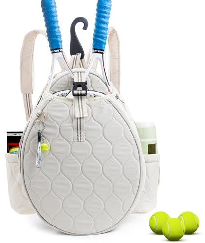 VIGEGARI Quilted Tennis Bag for Women – Tennis Backpack & Crossbody Sling | Holds 2 Rackets or 3 Pickleball Paddles | Lightweight Badminton Racket Bag, Tennis Tote & Sports Backpack