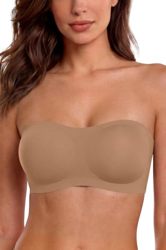 SHEKINI Soutien-gorge sans bretelles pour femme, sans armatures, push-up, bandeau sans bretelles, dos nu, bralette rembourré pour robe dos nu