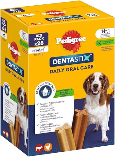 Pedigree DentaStix Hundesnack für mittelgroße Hunde, 1 Packung je 28 Stück (1 x 720 g)