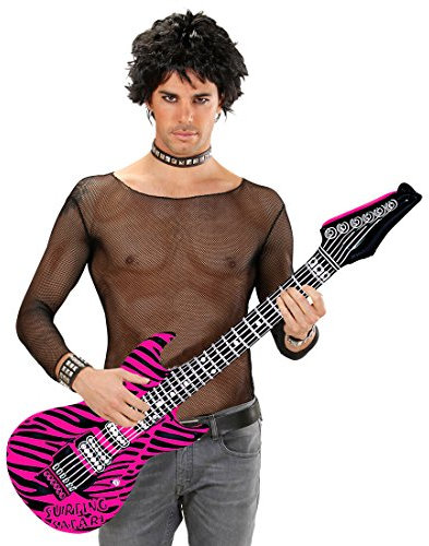 NET TOYS Aufblasbare Gitarre Deko Luftgitarre rosa Zebra Rocker Inflatable Guitar Rockstar Gummigitarre Party Gitarren Instrument Mottoparty Musikinstrument Accessoire Partydeko aufblasbar