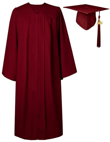 GraduatePro Toga Laurea con Cappello con Ciondolo 2026 Donna Uomo Costume università Scuola Superiore Dottorato Master Marrone 51=M