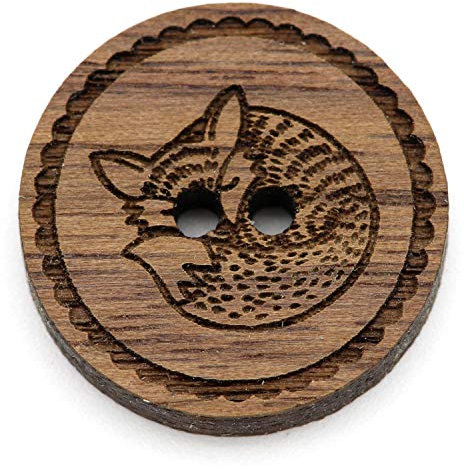 NaturSchatulle Holzknöpfe Gravur Motiv Fuchs 12-30mm I 25 Stück Nussbaum 2 Loch Knöpfe Holz DIY Basteln Nähen Schmuckherstellung Annähen Rund 25mm