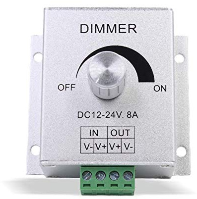 LED PWM Dimmer für LED-Stripes DC12V-24V 8A Stufenloser Regler 0-100% - Aluminiumgehäuse | Silber