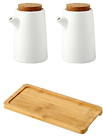 OnePine Juego de 2 Botella Aceite Ceramica, 250ml Botella Dispensadora de Aceite de Oliva y Vinagre, Aceitera de Cocina Antigoteo