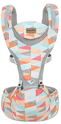 SONARIN Ergonomisch Atmungsaktive Babytrage mit Hüftsitz, Multifunktion Babytragetasche Kindertrage Baby Tragesystem für Neugeborene ab Geburt 0-48 Monate,Bauchtrage Rückentrage(Geometrie)