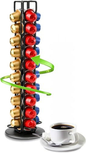 MIVIDE 40 Support Capsule, Porte Capsules Rotatif, Support Rangement Capsule - 360 Degrés Rotable (Noir)