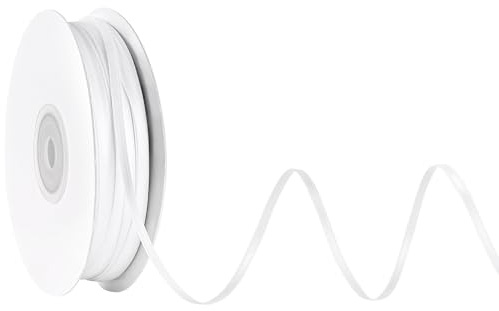 LIUYAXI White Double Faced Satin Ribbon, 1/8 X 100 Yards, Perfect for Gift Wrapping, Crafts, Wedding, Floral Bouquets, Christams