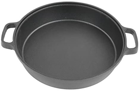 Pentola da Forno Olandese in Ghisa Pentola in Ghisa con Manico a Doppio Anello Forno Olandese Non Rivestito Fondo Piatto per Zuppa Stufato 25 Cm