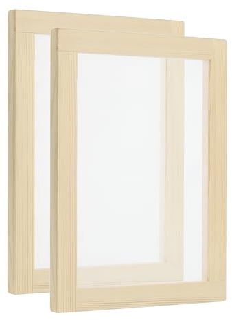 PATIKIL 9.8x7.8 Wooden Paper Making Screen, 2 Pack Paper Making Mould Frame Papermaking Mould Deckle for DIY Paper Craft Dried Flower Handcraft, Natural Color