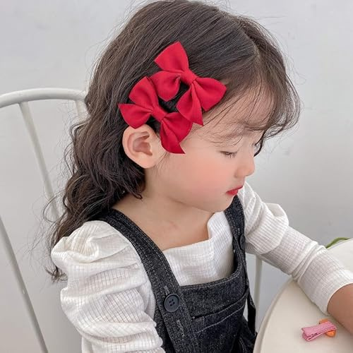 2Pcs Red Hair Bow for Girls,Bow Hair Clip Red Bow Barrettes Red Hair Bows Clips Bowknot Baby Hair Clips,Cute Christmas Hair Accessories for Little Girls Toddler Gifts