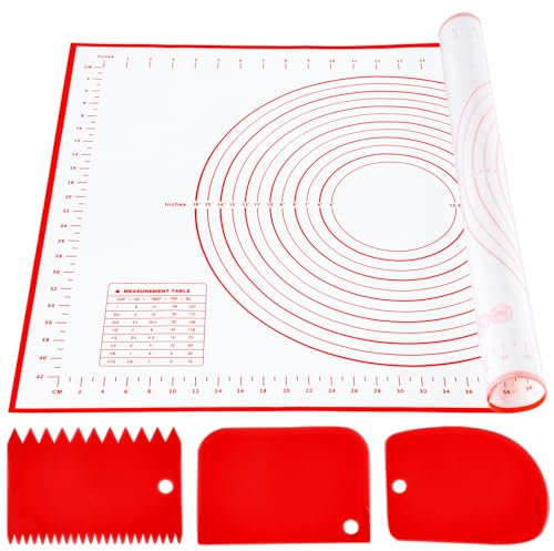 Nifogo Spianatoia per Impastare 70x50 cm con Tagliapasta, Grande Tappetino Silicone Forno Cucina Riutilizzabile Antiaderente Resistente per Pizza Pasta Macaron