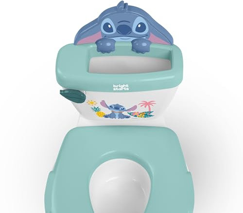 Bright Starts, Disney Stitch My Size Potty – 2-in-1 Toddler Training Toilet with Flushing Sound, Splash Guard, Removable Seat, Includes 12 Stickers,18 Months up