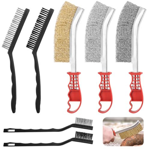 7pc Cepillo Alambre Set, Cepillo de Alambre Incluye Cepillos de Acero Inoxidable, Latón, Nylon y Acero al Carbono, Cepillo Metalico Para Limpieza Madera, Escoria de Soldadura, Grasa,Óxido y Polvo