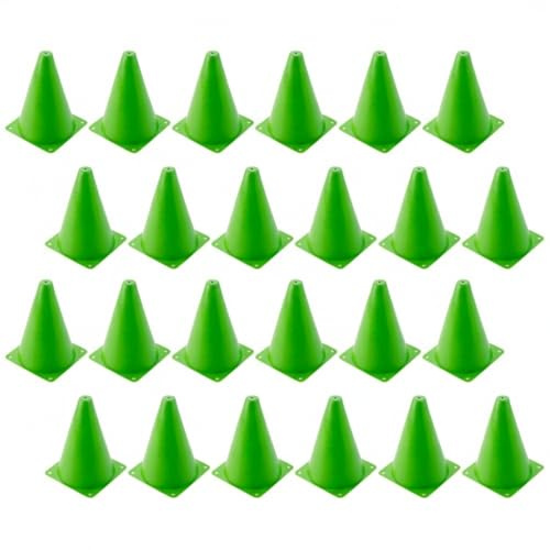 Milisten 24er Set Markierungshütchen Fußball - Robuste Trainingskegel aus Kunststoff - 17cm Hohe Pylonen für Agility-Training, Koordination, Hundesport & Kinderspiele - Grün