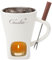 HENGBIRD Tasse à fondue au chocolat, 200 ml, en céramique, set pour faire fondre le chocolat, avec fourchette et bougie chauffe-plat pour fromage, chocolat, beurre, caramel